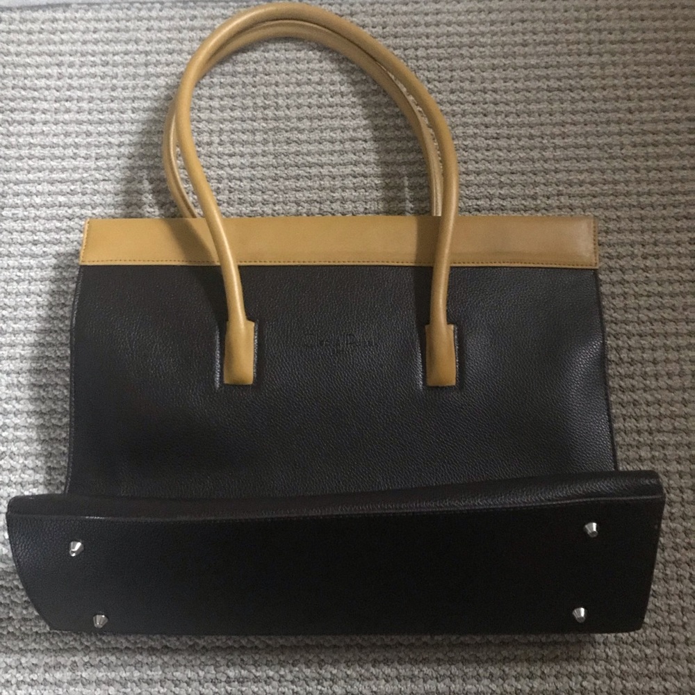 Vintage Cleo & Patek chocolate brown mustard yellow tote